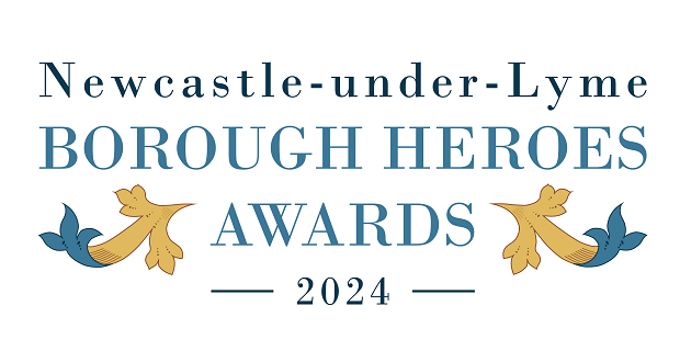 Image shows a logo with the words 'Newcastle-under-Lyme Borough Heroes Awards 2024