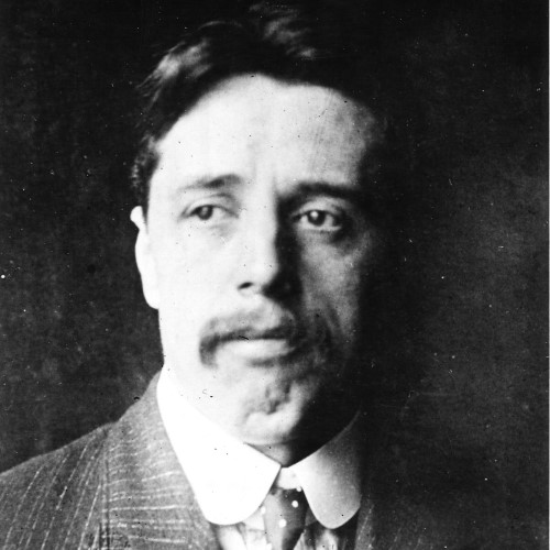 A black and white photograph of Arnold Bennett